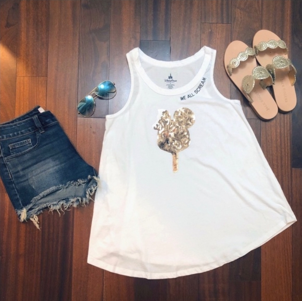 Disney Sequined Tank “We All Scream” Ice Cream Top
